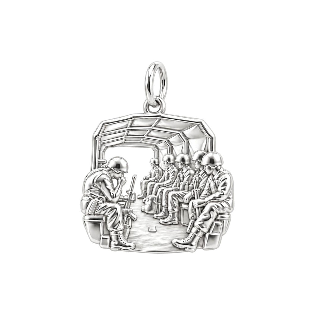 Brothers in Arms Charm Bracelet – Personalized Veteran Gift – silver charm, front view