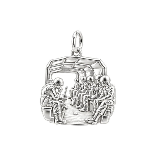 Brothers in Arms Charm Bracelet – Personalized Veteran Gift – silver charm, front view