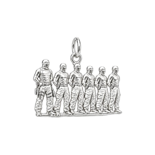 Brothers in Arms Charm Bracelet – Personalized Veteran Gift – silver charm, front view