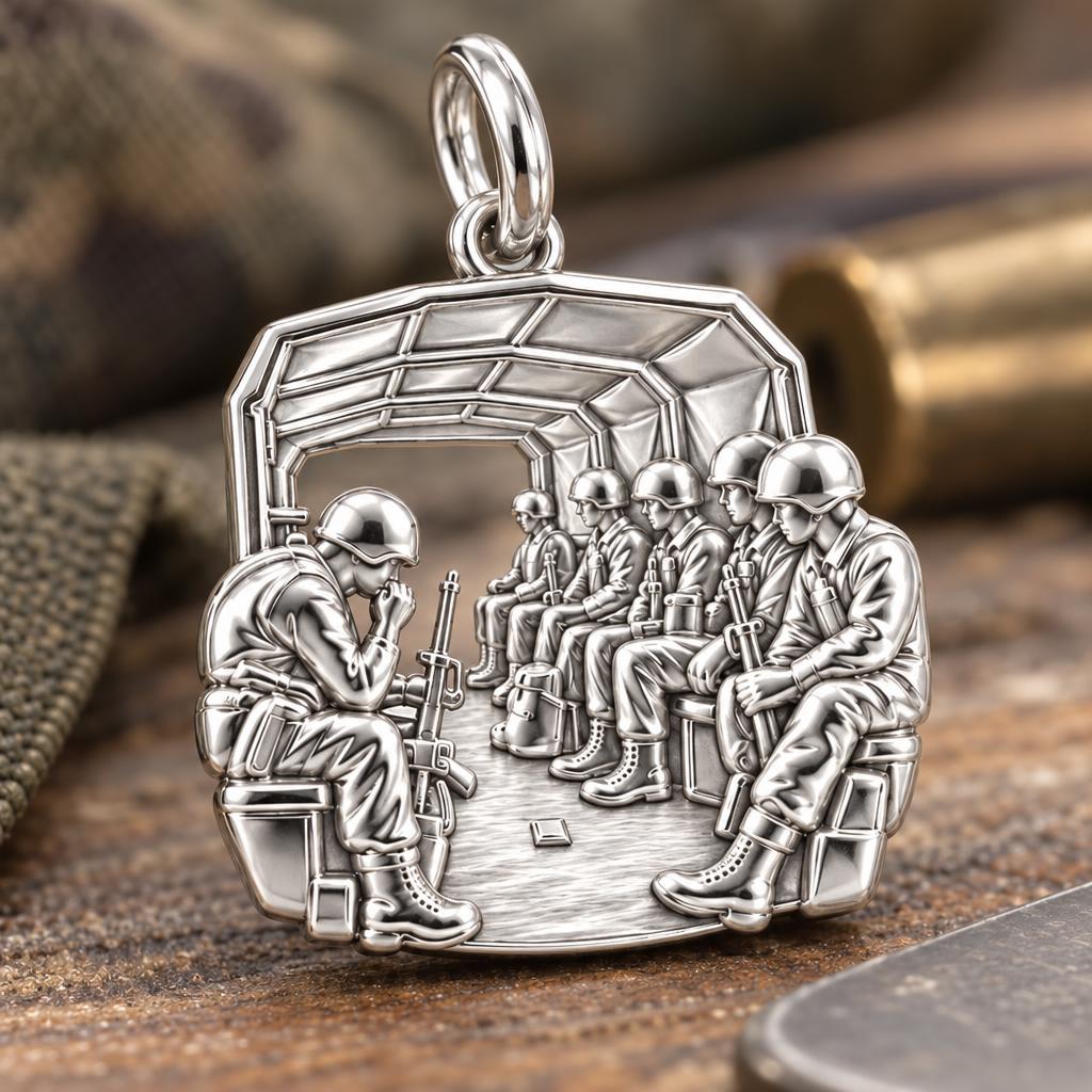 Brothers in Arms Charm Bracelet – Personalized Veteran Gift – macro detail of the charm