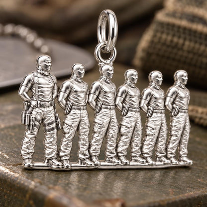Brothers in Arms Charm Bracelet – Personalized Veteran Gift – macro detail of the charm