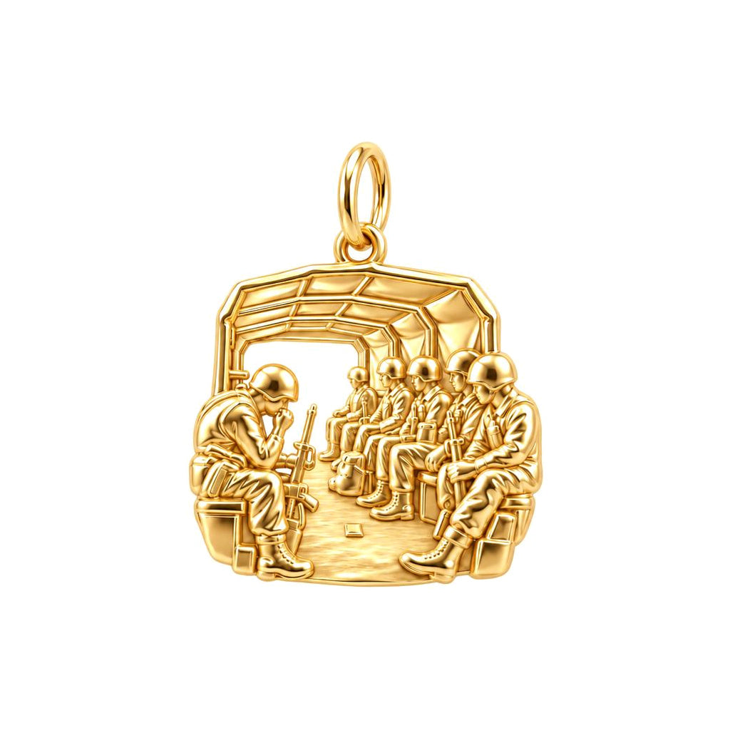 Brothers in Arms Charm Bracelet – Personalized Veteran Gift – 18K gold charm, front view