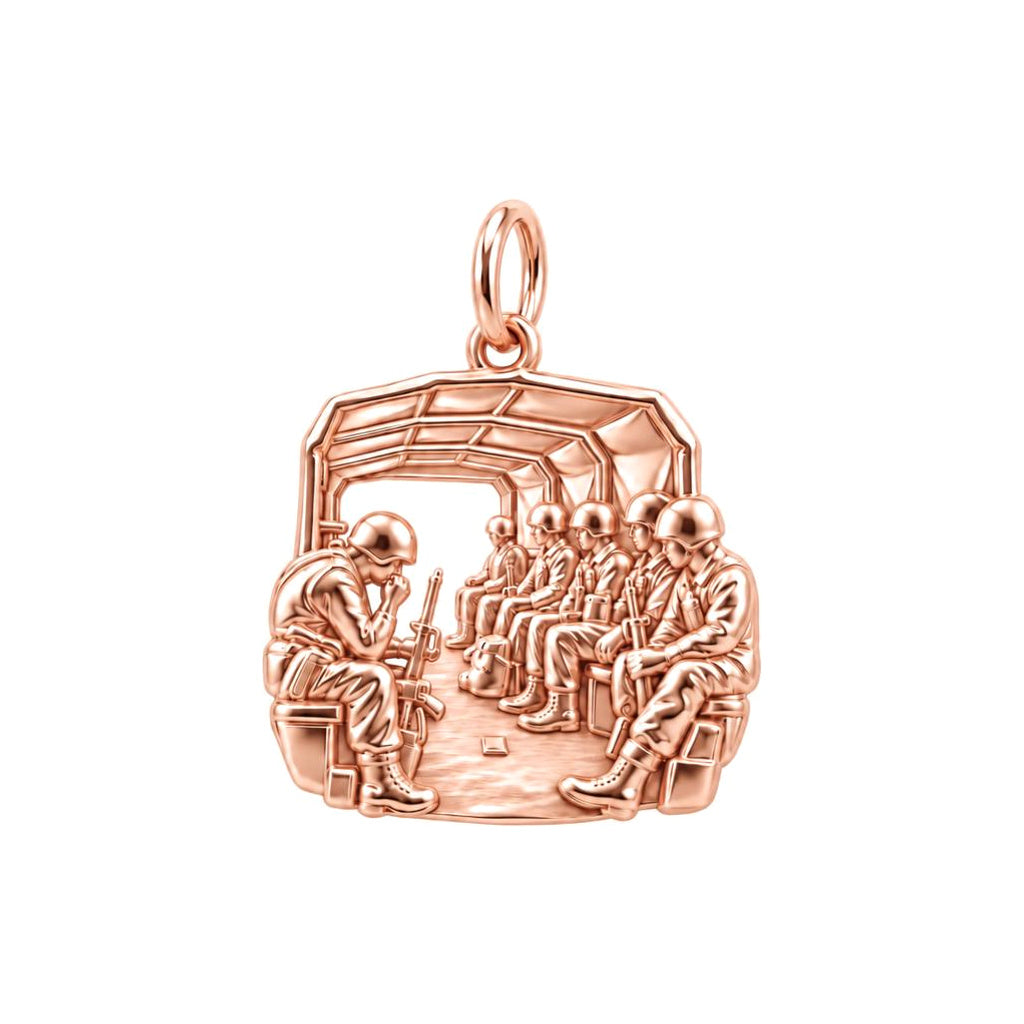Brothers in Arms Charm Bracelet – Personalized Veteran Gift – rose gold charm, front view
