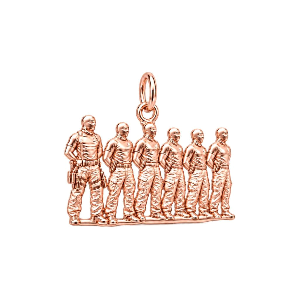 Brothers in Arms Charm Bracelet – Personalized Veteran Gift – rose gold charm, front view