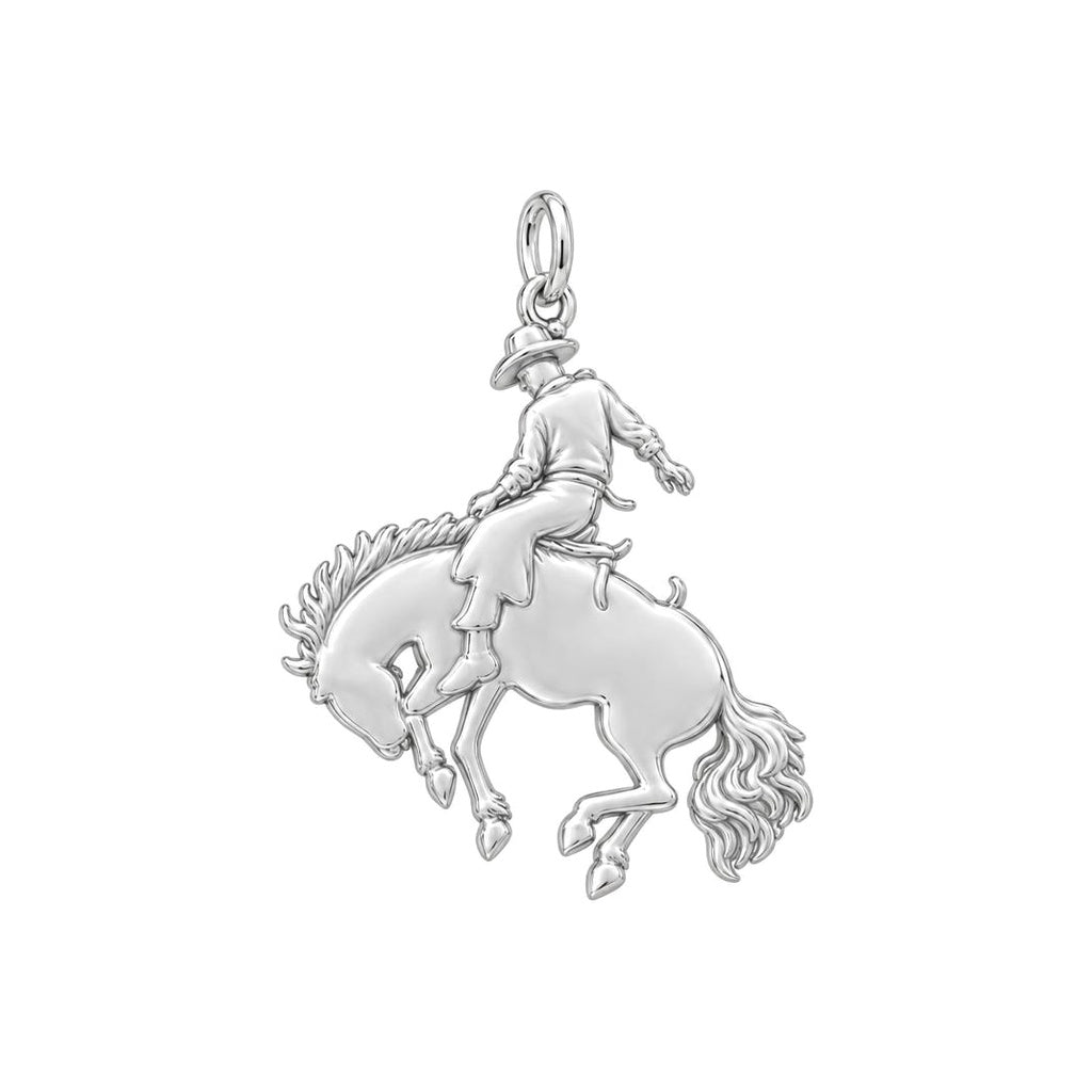 Bucking Bronco Rider Charm Bracelet – Personalized Horse Lover Gift – back of the charm, engraving area