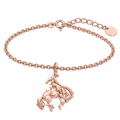 Bucking Bronco Rider Charm Bracelet Set – rose gold, front view