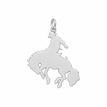 Bucking Bronco Rider Charm Keychain – back of the charm, engraving area