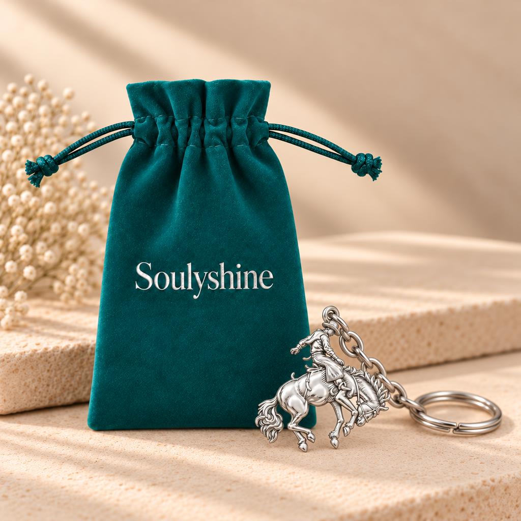 Bucking Bronco Rider Charm Keychain – Soulyshine velvet gift pouch