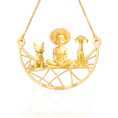 Soulyshine Personalized Girl And Her Pets Necklace - Bull Terrier/Greyhound
