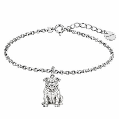 Bulldog Expression Charm Bracelet Set – silver, front view
