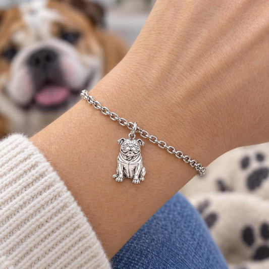 Bulldog Expression Charm Bracelet Set – worn / in use