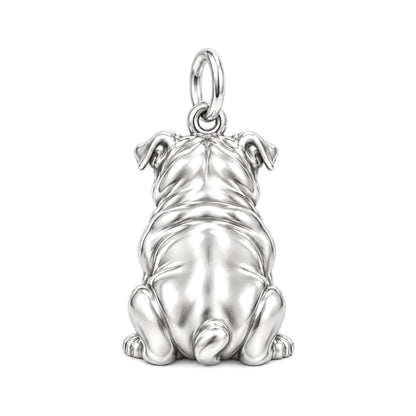 Bulldog Expression Charm Keychain – back of the charm, engraving area