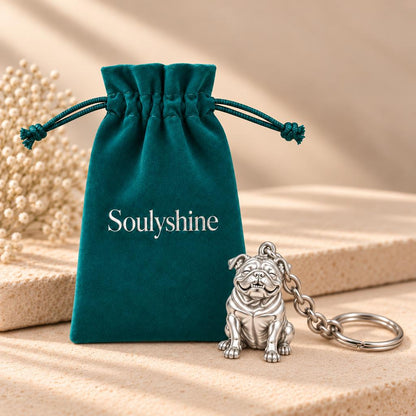 Bulldog Expression Charm Keychain – Soulyshine velvet gift pouch