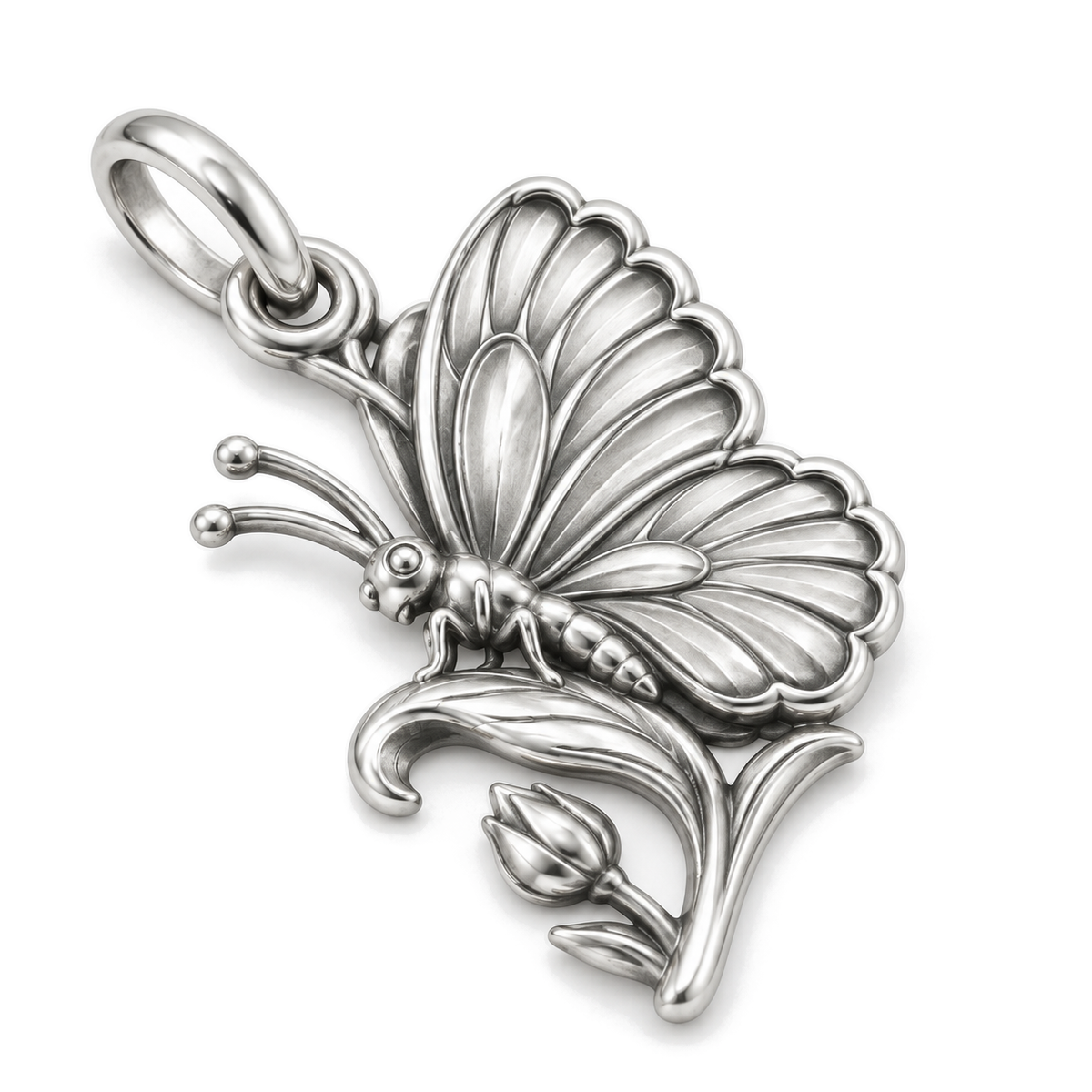 Butterfly Bloom Charm — Silver Super Macro | charm-topics-remaining-444-2026-09-14 | topic-031