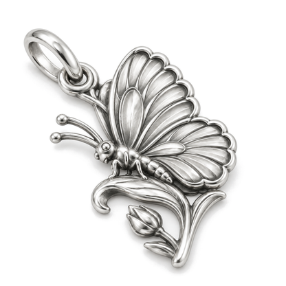 Butterfly Bloom Charm — Silver Super Macro | charm-topics-remaining-444-2026-09-14 | topic-031