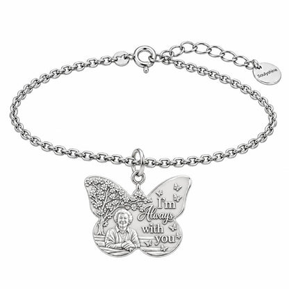 Butterfly Memorial Portrait Charm Bracelet Set – silver, front view