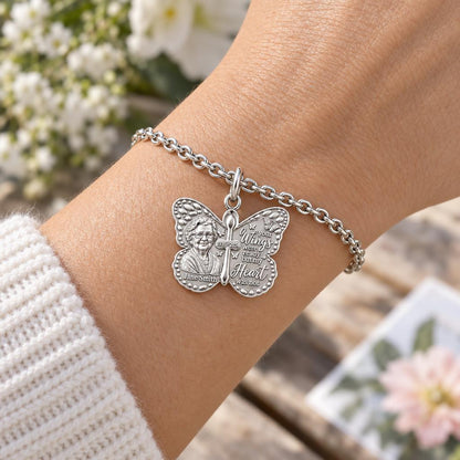 Butterfly Wings Memorial Charm Bracelet Set – worn / in use