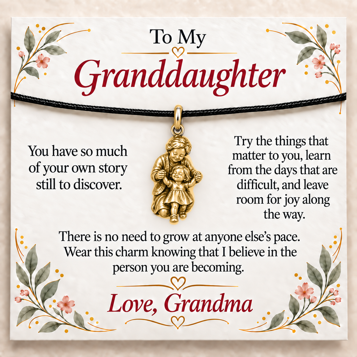 Grandma's First Steps Charm: Grow Your Way — Main image, gold finish