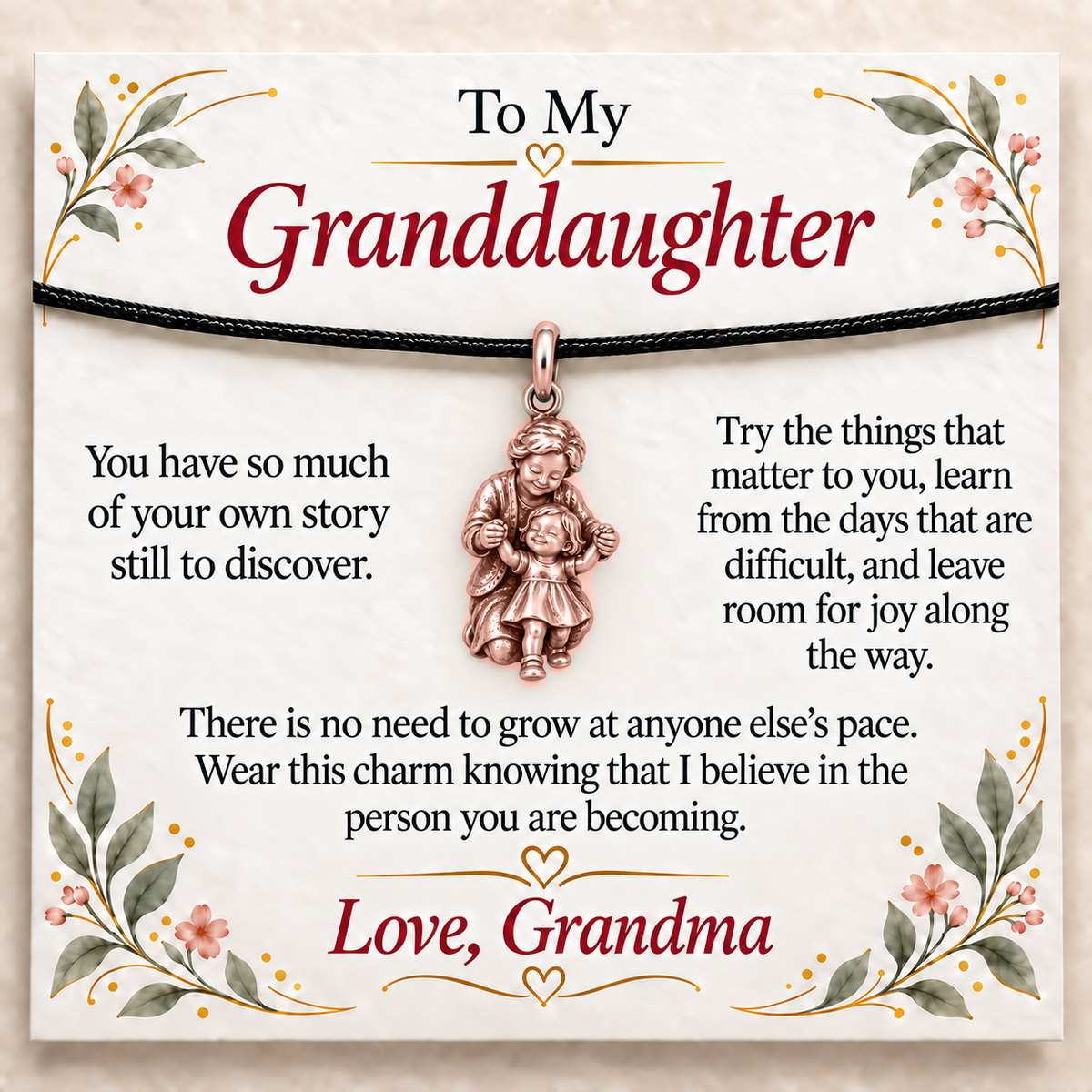 Grandma's First Steps Charm: Grow Your Way — Main image, rose gold finish