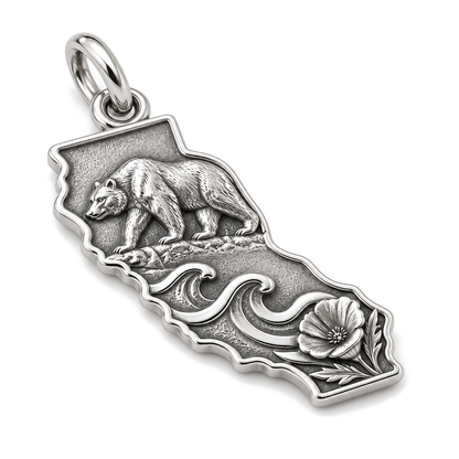 California Wild Spirit Charm — Silver Super Macro | charm-topics-remaining-444-2026-09-14 | topic-317