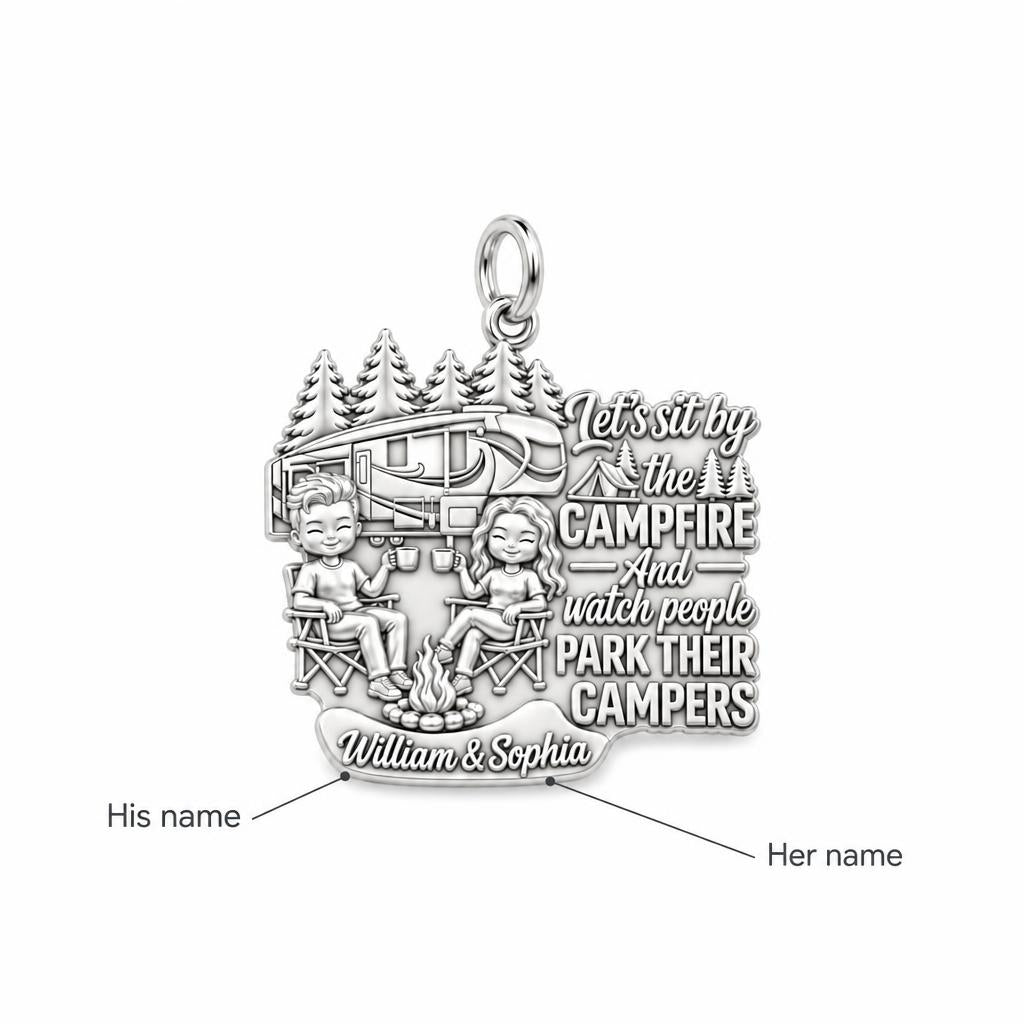 Campfire People Watching Charm Bracelet – Personalized Couple Gift – personalization guide