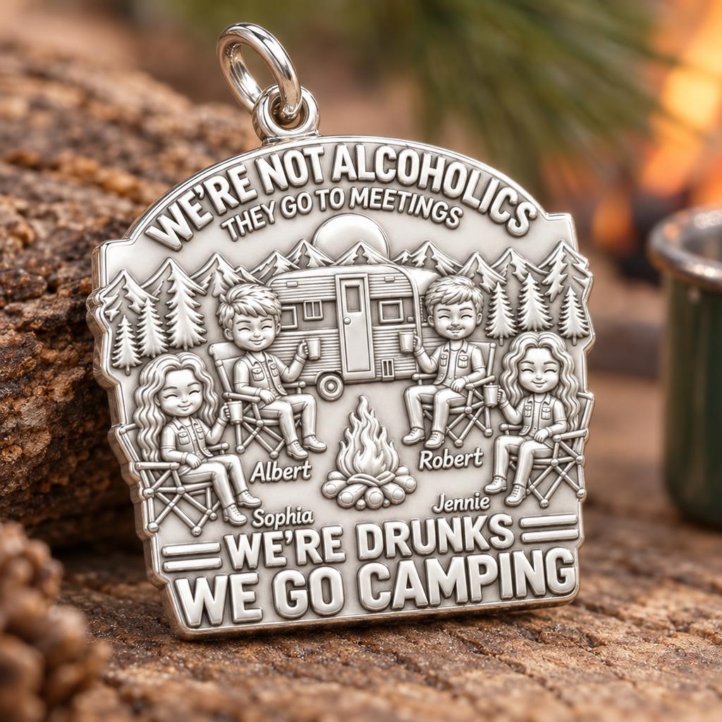 Camping Friends Campfire Charm Bracelet – Personalized Bestie Gift – macro detail of the charm