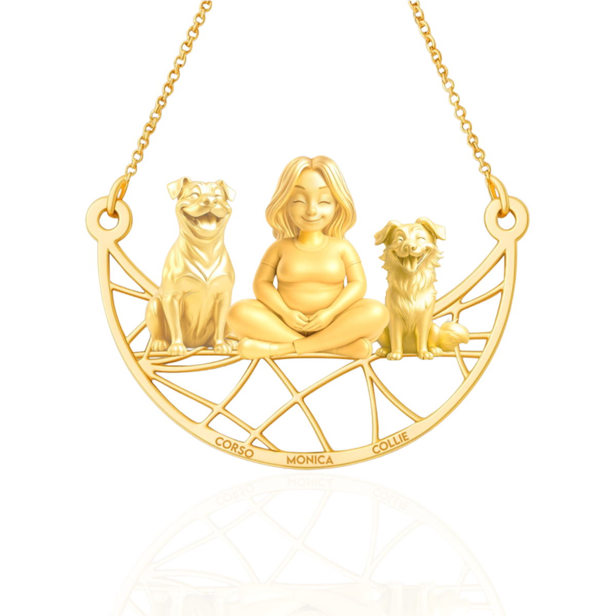 Soulyshine Personalized Girl And Her Pets Necklace - Cane Corso/Border Collie