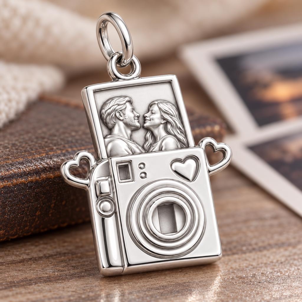Captured Moments Camera Charm Bracelet – Personalized Couple Gift – macro detail of the charm