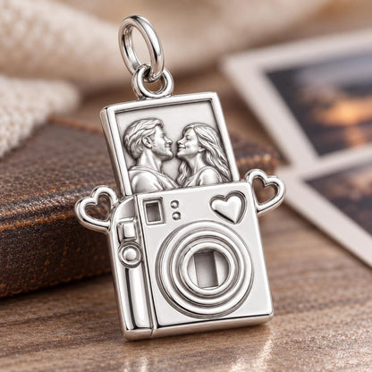 Captured Moments Camera Charm Bracelet – Personalized Couple Gift – macro detail of the charm