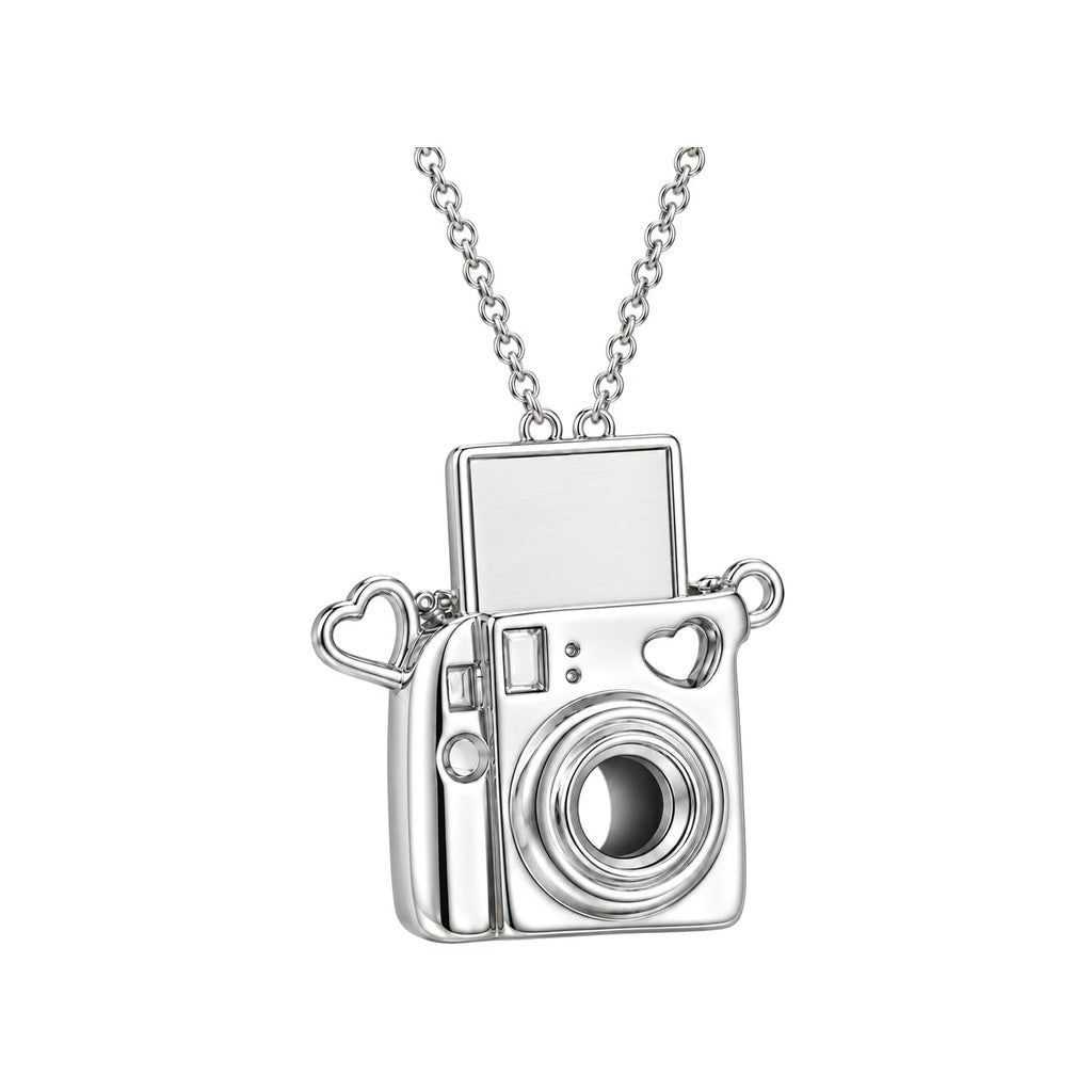Captured Moments Camera Charm – Personalized Photographer Gift – silver charm, front view