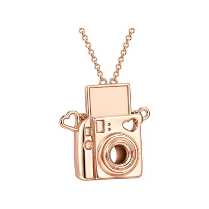 Captured Moments Camera Charm – Personalized Photographer Gift – rose gold charm, front view