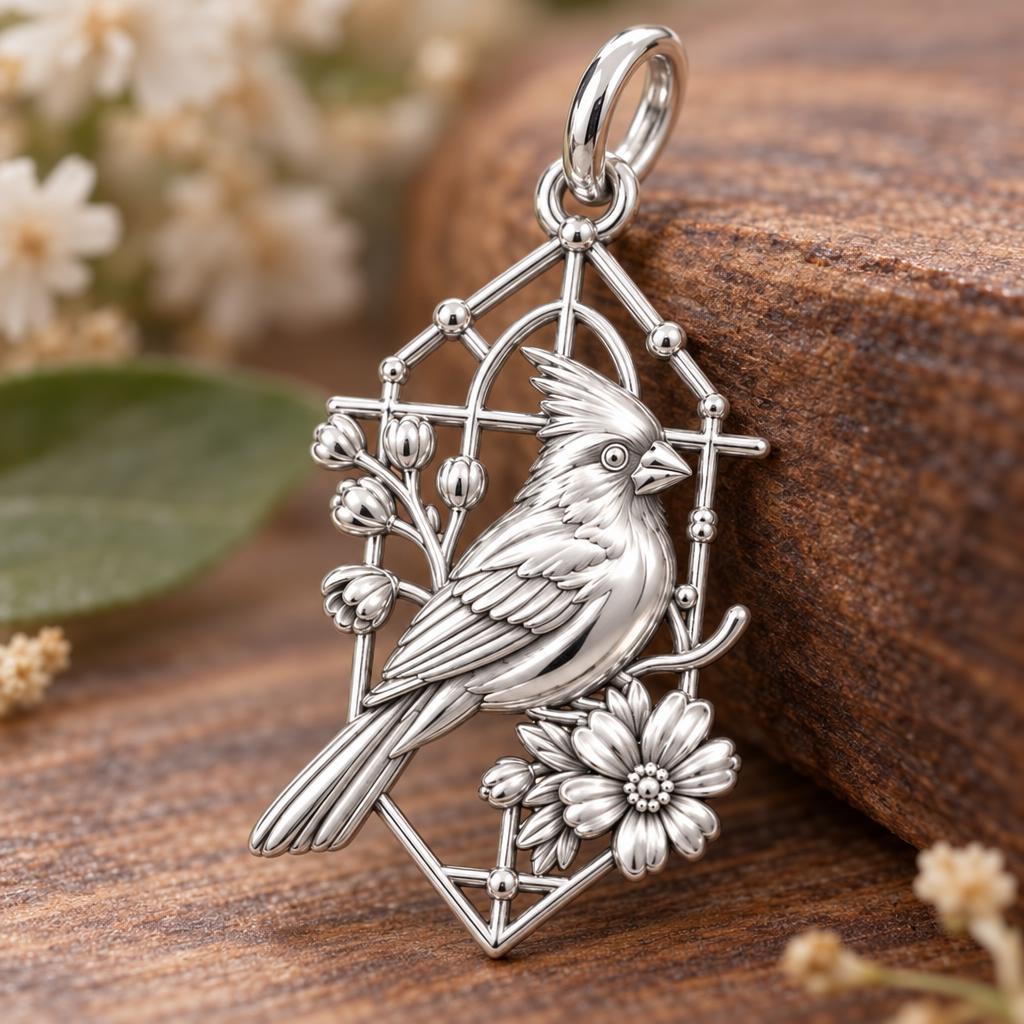Cardinal at the Window Charm and Polyester Cord Bracelet Set
