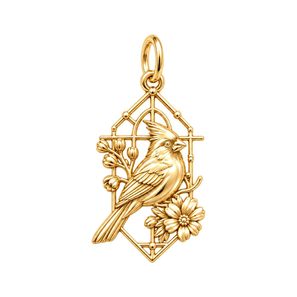 Cardinal at the Window Charm and Polyester Cord Bracelet Set