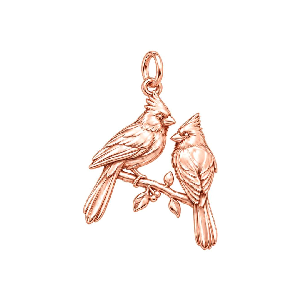 Cardinal Couple on a Branch Charm and Polyester Cord Bracelet Set