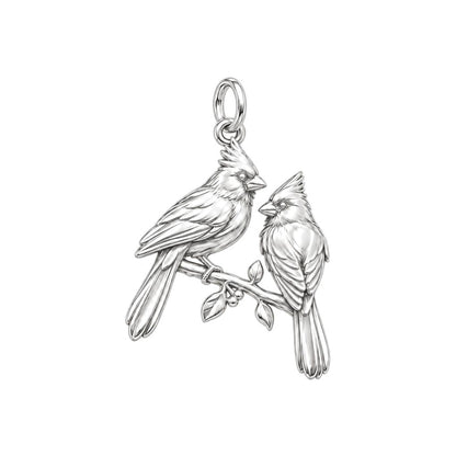 Cardinal Couple on a Branch Charm and Polyester Cord Bracelet Set