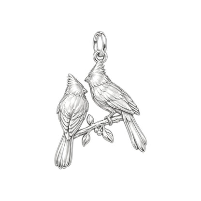 Cardinal Couple on a Branch Charm and Polyester Cord Bracelet Set