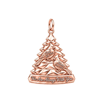 Cardinal Eternal Tree Charm Bracelet – Personalized Memorial Gift – rose gold 3 cm charm, front view