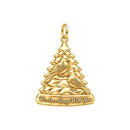 Cardinal Eternal Tree Charm Bracelet – Personalized Memorial Gift – 18K gold plated 3 cm charm, front view