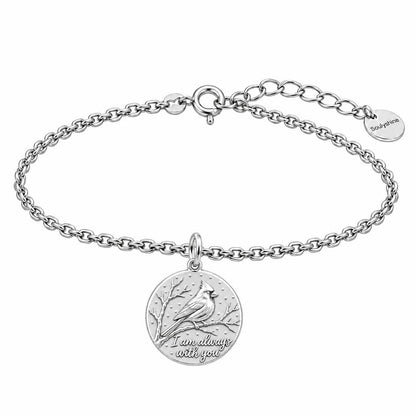 Cardinal Messenger Charm Bracelet Set – silver, front view
