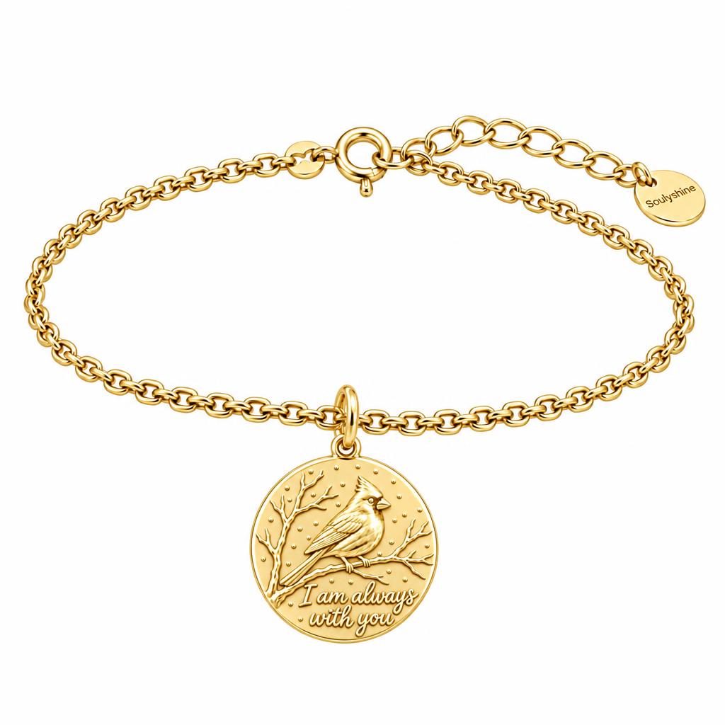 Cardinal Messenger Charm Bracelet Set – 18K gold, front view
