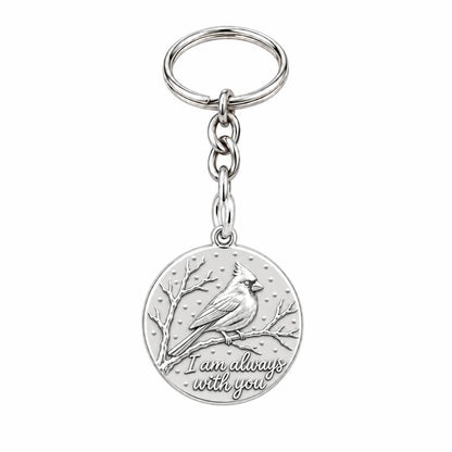 Cardinal Messenger Charm Keychain – silver, front view