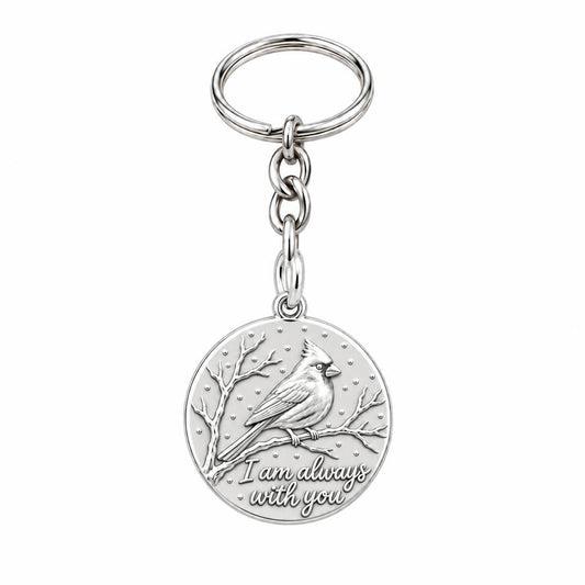 Cardinal Messenger Charm Keychain – silver, front view
