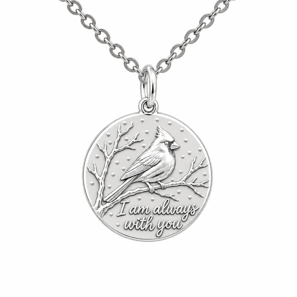 Cardinal Messenger Charm Necklace Set – silver, front view