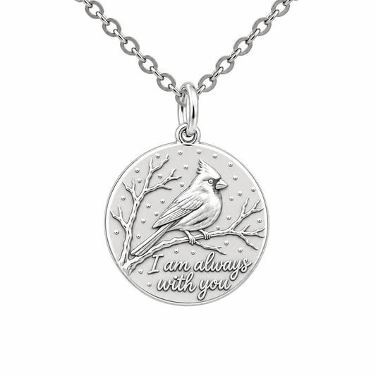 Cardinal Messenger Charm Necklace Set – silver, front view