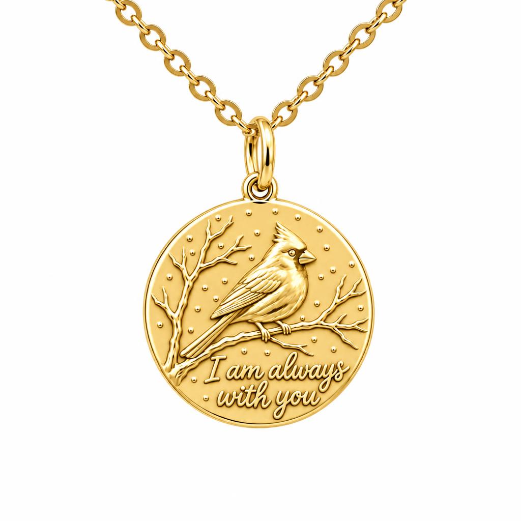 Cardinal Messenger Charm Necklace Set – 18K gold, front view