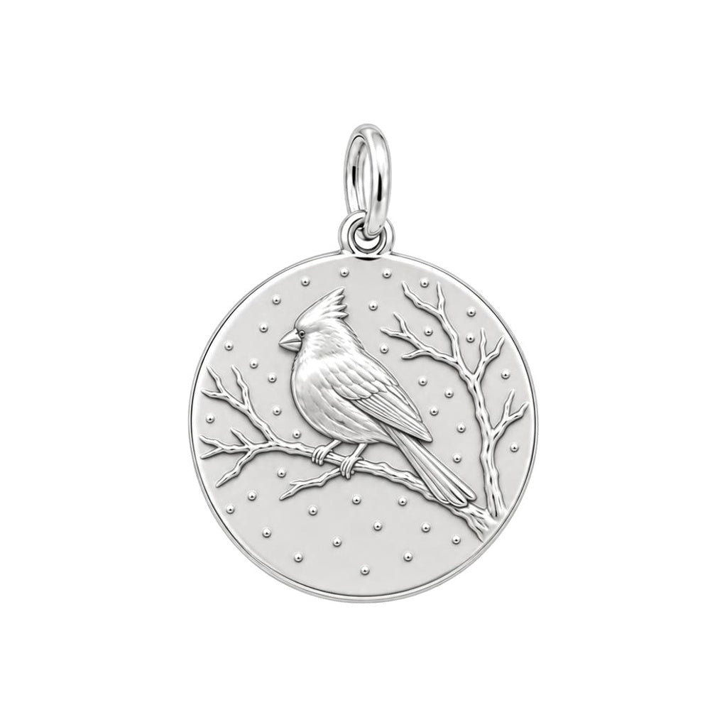Cardinal Messenger Huggie Charm Earrings – back of the charm, engraving area
