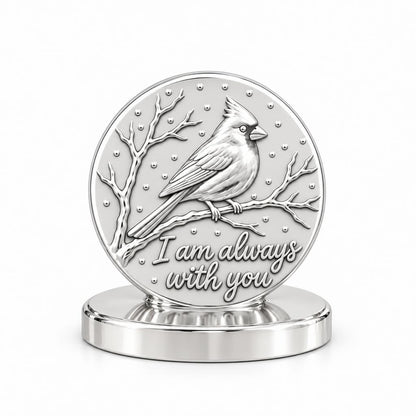 Cardinal Messenger Keepsake Plaque – silver, front view