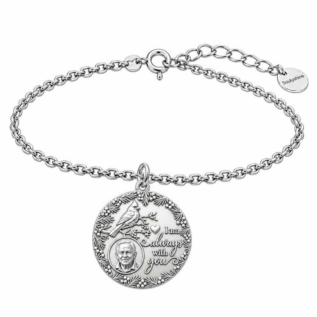Cardinal Remembrance Portrait Charm Bracelet Set – silver, front view
