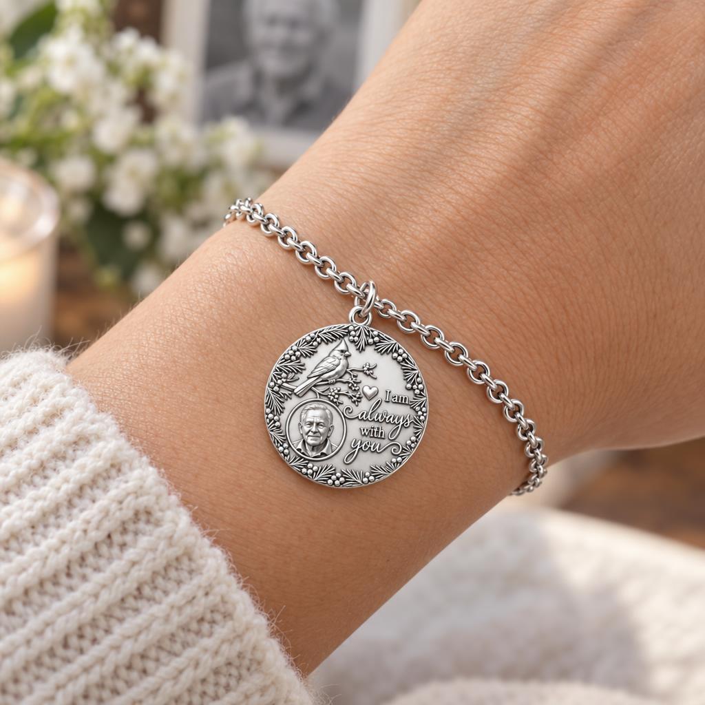 Cardinal Remembrance Portrait Charm Bracelet Set – worn / in use