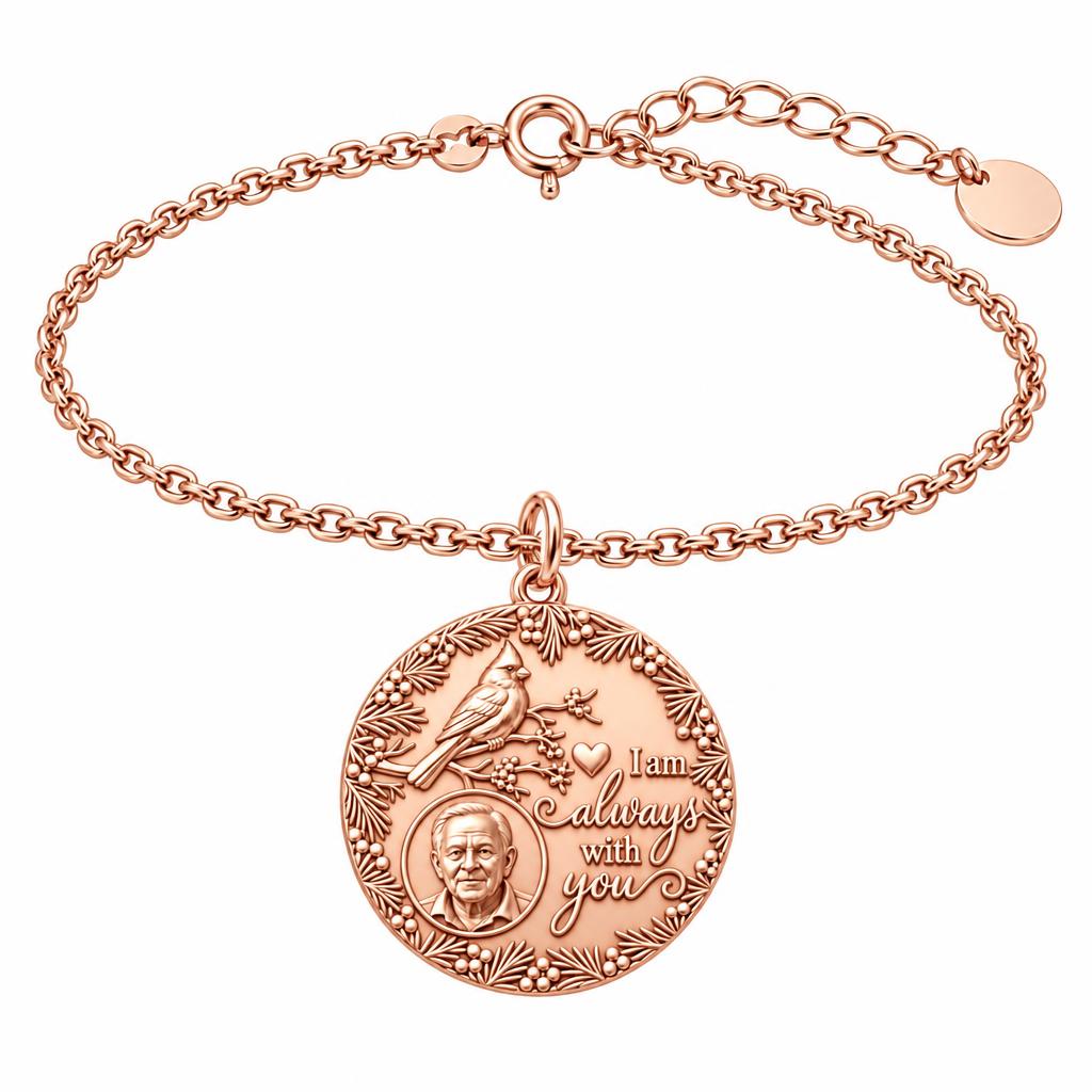 Cardinal Remembrance Portrait Charm Bracelet Set – rose gold, front view